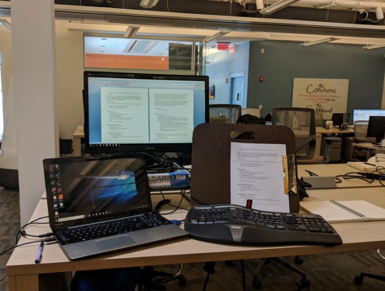 Tobias Froehlich's workstation at Workbar Central Square