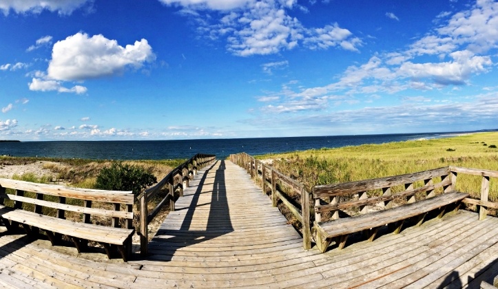 deck leading to the ocean beach