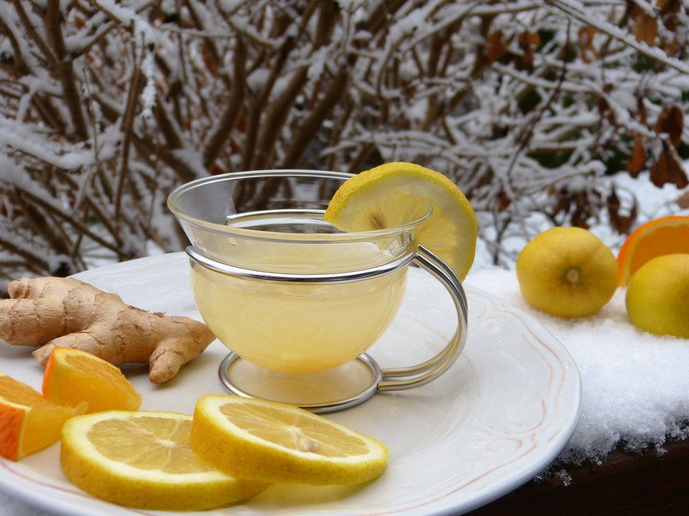 ginger lemon tea with orange slices